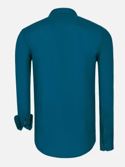 Wam Denim Overhemd Lange Mouwen<Leira Solid Petrol Overhemd Lange Mouw