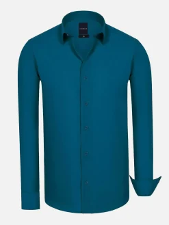 Wam Denim Overhemd Lange Mouwen<Leira Solid Petrol Overhemd Lange Mouw