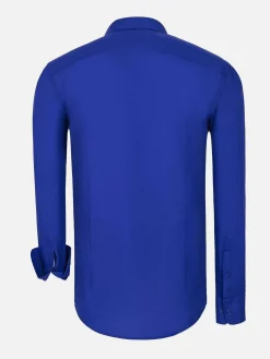 Wam Denim Overhemd Lange Mouwen<Leira Solid Royal Blue Overhemd Lange Mouw