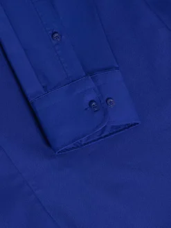 Wam Denim Overhemd Lange Mouwen<Leira Solid Royal Blue Overhemd Lange Mouw