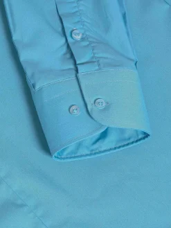 Wam Denim Overhemd Lange Mouwen<Leira Solid Turquoise Overhemd Lange Mouw