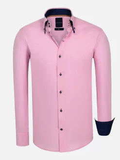 Wam Denim Overhemd Lange Mouwen<Metz Solid Pink Overhemd Lange Mouw
