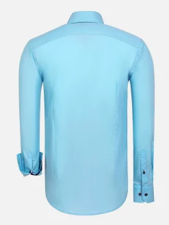 Wam Denim Overhemd Lange Mouwen<Metz Solid Turquoise Overhemd Lange Mouw