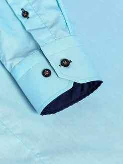 Wam Denim Overhemd Lange Mouwen<Metz Solid Turquoise Overhemd Lange Mouw