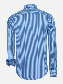 Wam Denim Overhemd Lange Mouwen<Nancy Royal Blue Striped Overhemd Lange Mouw