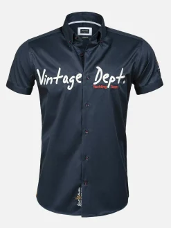 Wam Denim Overhemd Korte Mouwen<Overhemd Korte Mouw Emble Navy