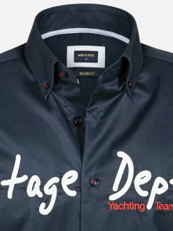 Wam Denim Overhemd Korte Mouwen<Overhemd Korte Mouw Emble Navy