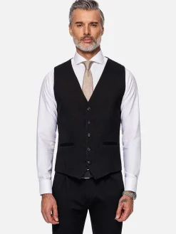 Wam Denim Gilets<Red Wood Glen Check Slim Fit Dark Red Black Suit Gilet