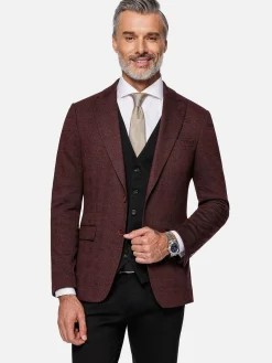 Wam Denim Colberts<Red Wood Wide Lapel Dark Red Black Suit Colbert