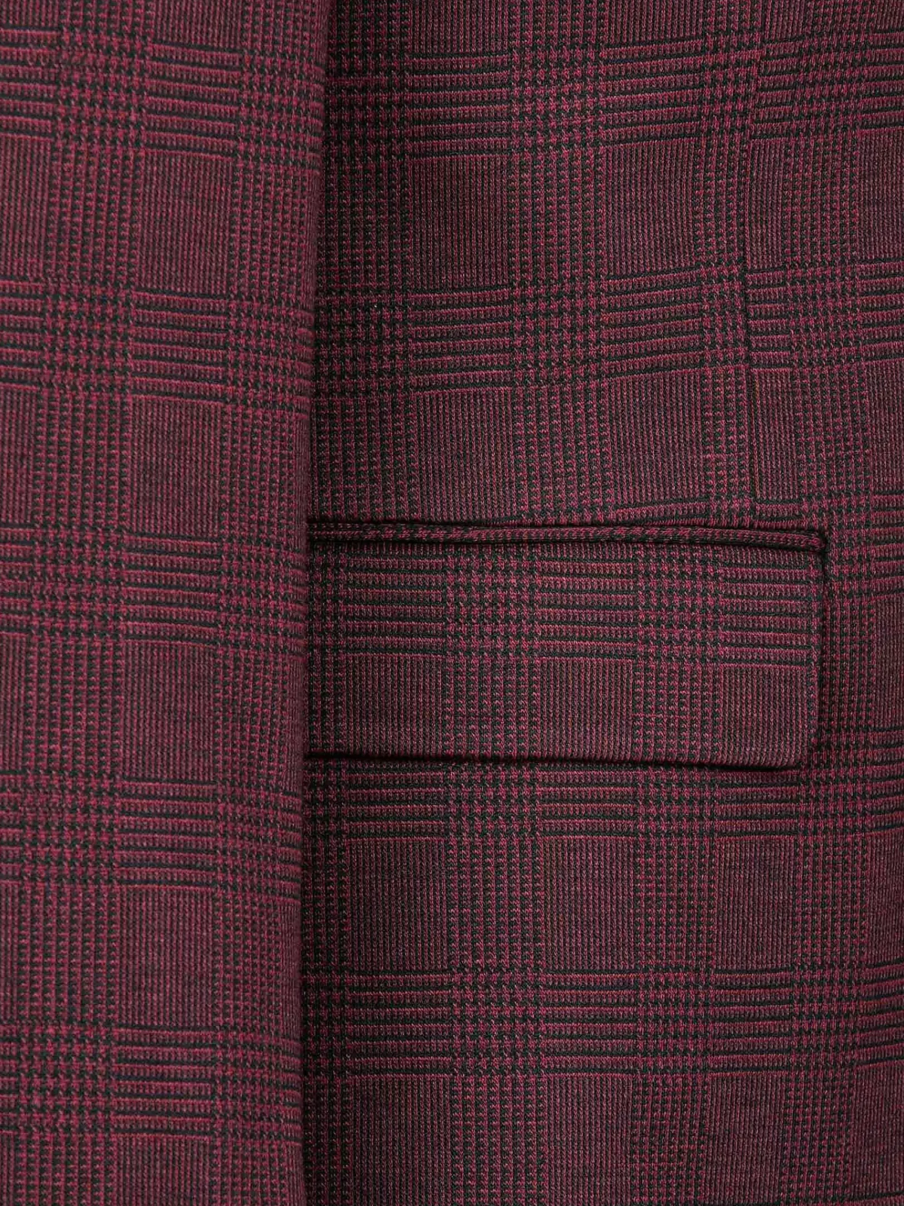 Wam Denim Colberts<Red Wood Wide Lapel Dark Red Black Suit Colbert