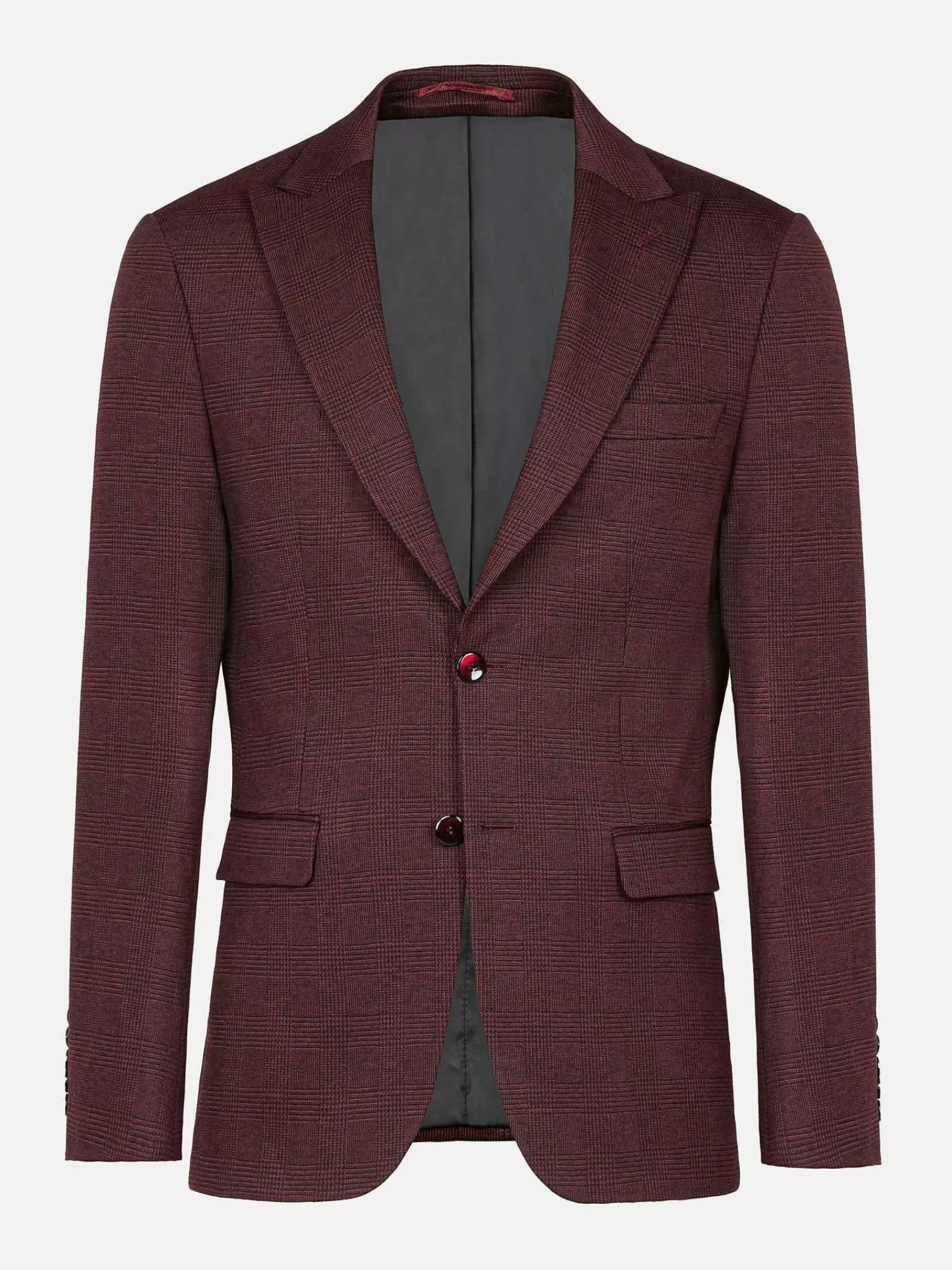Wam Denim Colberts<Red Wood Wide Lapel Dark Red Black Suit Colbert
