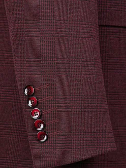 Wam Denim Colberts<Red Wood Wide Lapel Dark Red Black Suit Colbert
