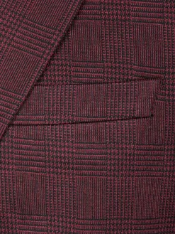 Wam Denim Colberts<Red Wood Wide Lapel Dark Red Black Suit Colbert