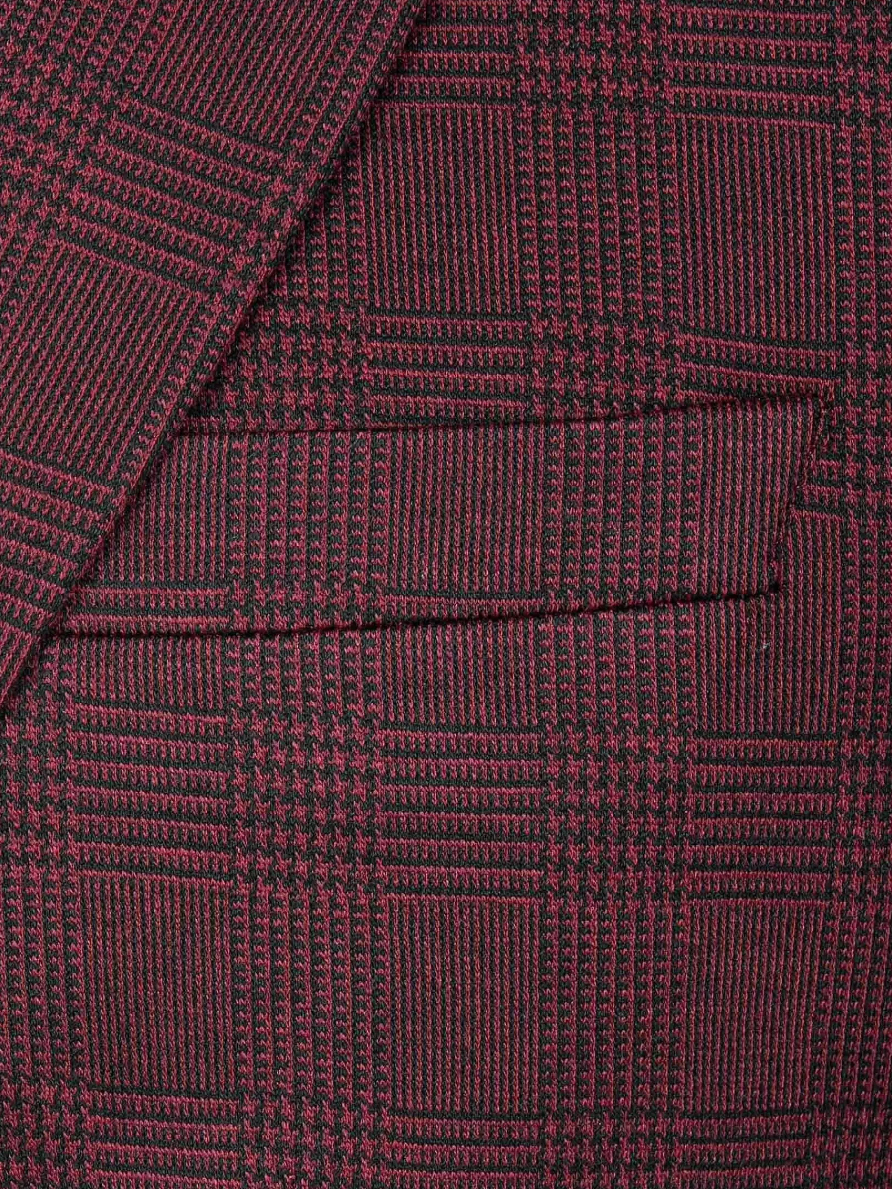 Wam Denim Colberts<Red Wood Wide Lapel Dark Red Black Suit Colbert