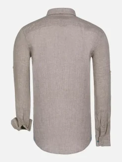 Wam Denim Overhemd Lange Mouwen<Redention Linen Beige Overhemd Lange Mouw