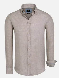 Wam Denim Overhemd Lange Mouwen<Redention Linen Beige Overhemd Lange Mouw