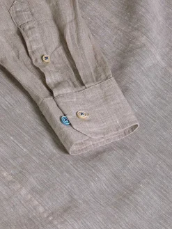 Wam Denim Overhemd Lange Mouwen<Redention Linen Beige Overhemd Lange Mouw