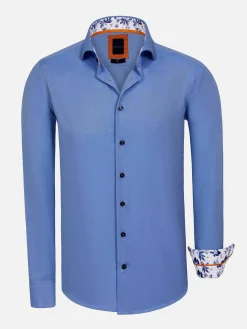 Wam Denim Overhemd Lange Mouwen<Redon Indigo Poplin Plain Overhemd Longe Mouw