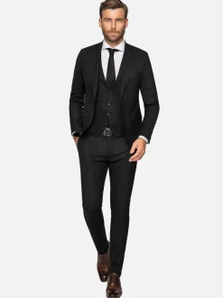 Wam Denim Colberts<Scottsville Notch Lapel Black Suit Colbert