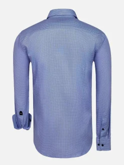 Wam Denim Overhemd Lange Mouwen<Sky Lake Royal Blue Micro Patterned Overhemd Lange Mouw