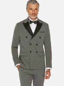 Wam Denim Colberts<Slim Fit Double Breasted Grey Colbert