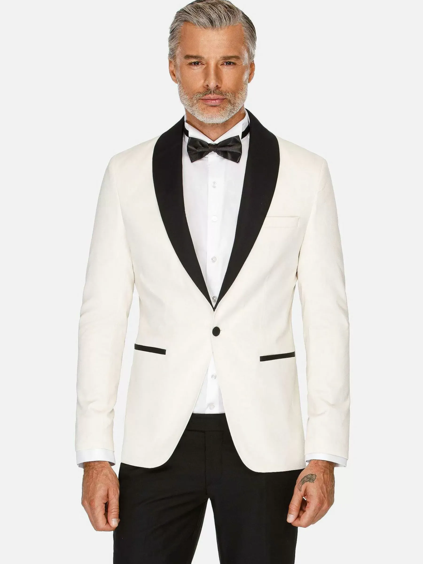 Wam Denim Colberts<Slim Fit White Tuxedo Colbert