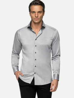 Wam Denim Overhemd Lange Mouwen<Terrassa Solid Grey Overhemd Lange Mouw