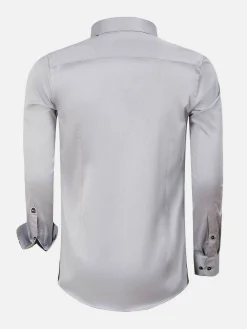 Wam Denim Overhemd Lange Mouwen<Terrassa Solid Grey Overhemd Lange Mouw