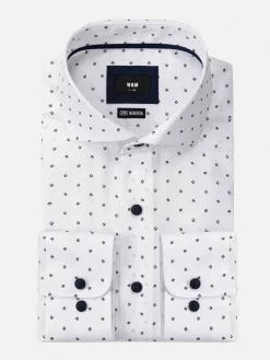 Wam Denim Overhemd Lange Mouwen<Verdantia Coffee Bean Pattern White Overhemd Lange Mouw