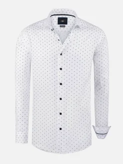 Wam Denim Overhemd Lange Mouwen<Verdantia Coffee Bean Pattern White Overhemd Lange Mouw