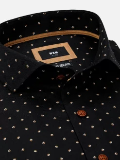 Wam Denim Overhemd Lange Mouwen<Verdantia Coffee Bean Pattern Black Overhemd Lange Mouw