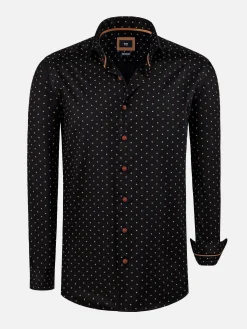 Wam Denim Overhemd Lange Mouwen<Verdantia Coffee Bean Pattern Black Overhemd Lange Mouw